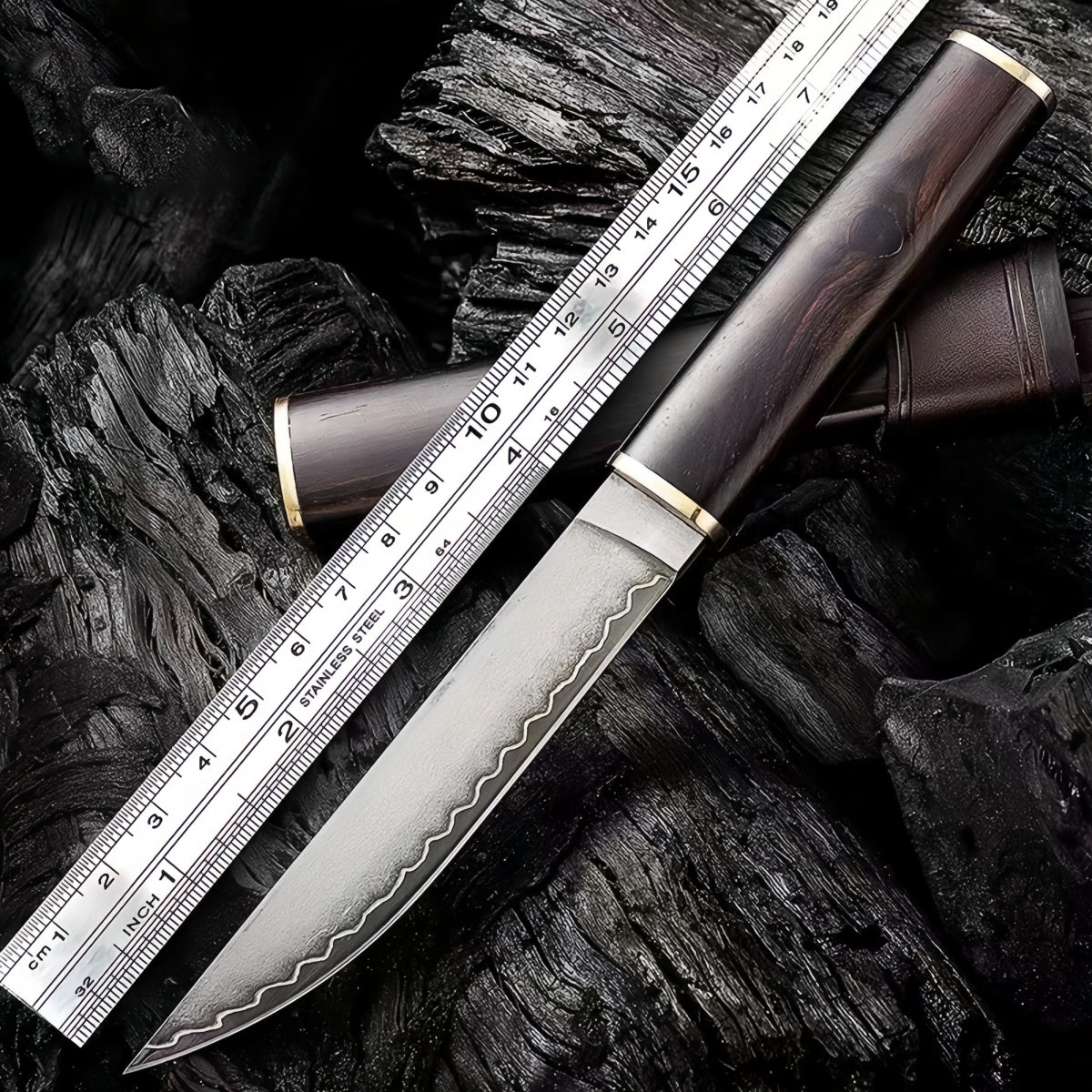 Exquisite Hand - crafted Fixed - Blade Hunting Knife with Rosewood Handle survival tools