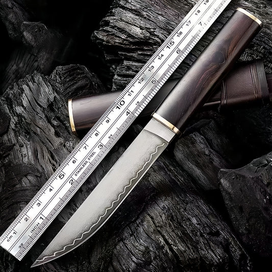 Exquisite Hand - crafted Fixed - Blade Hunting Knife with Rosewood Handle survival tools