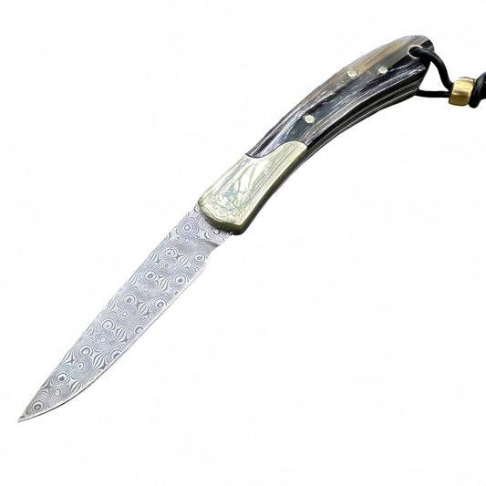 Hand - crafted Folding Pocket Knife with Damascus Steel Blade and Exquisite Handle for Outdoor and EDC survival tools