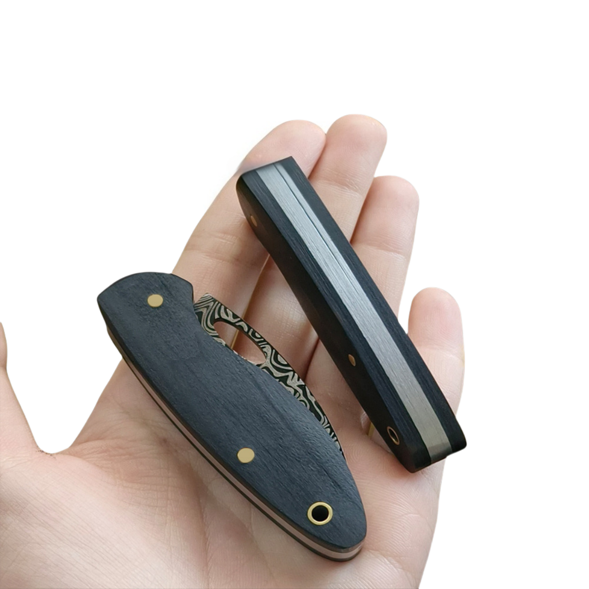 Hand - crafted Folding Pocket Knife with Wooden Handle for Survival