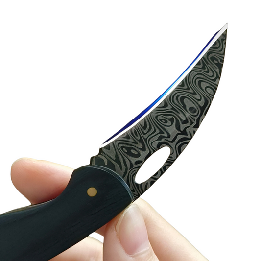 Hand - crafted Folding Pocket Knife with Wooden Handle for Survival