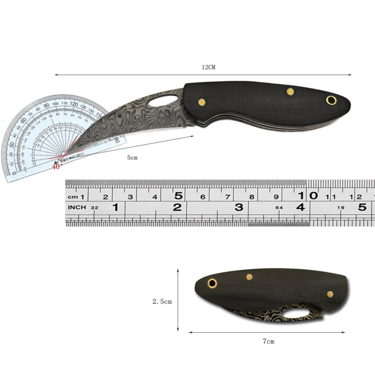 Hand - crafted Folding Pocket Knife with Wooden Handle for Survival