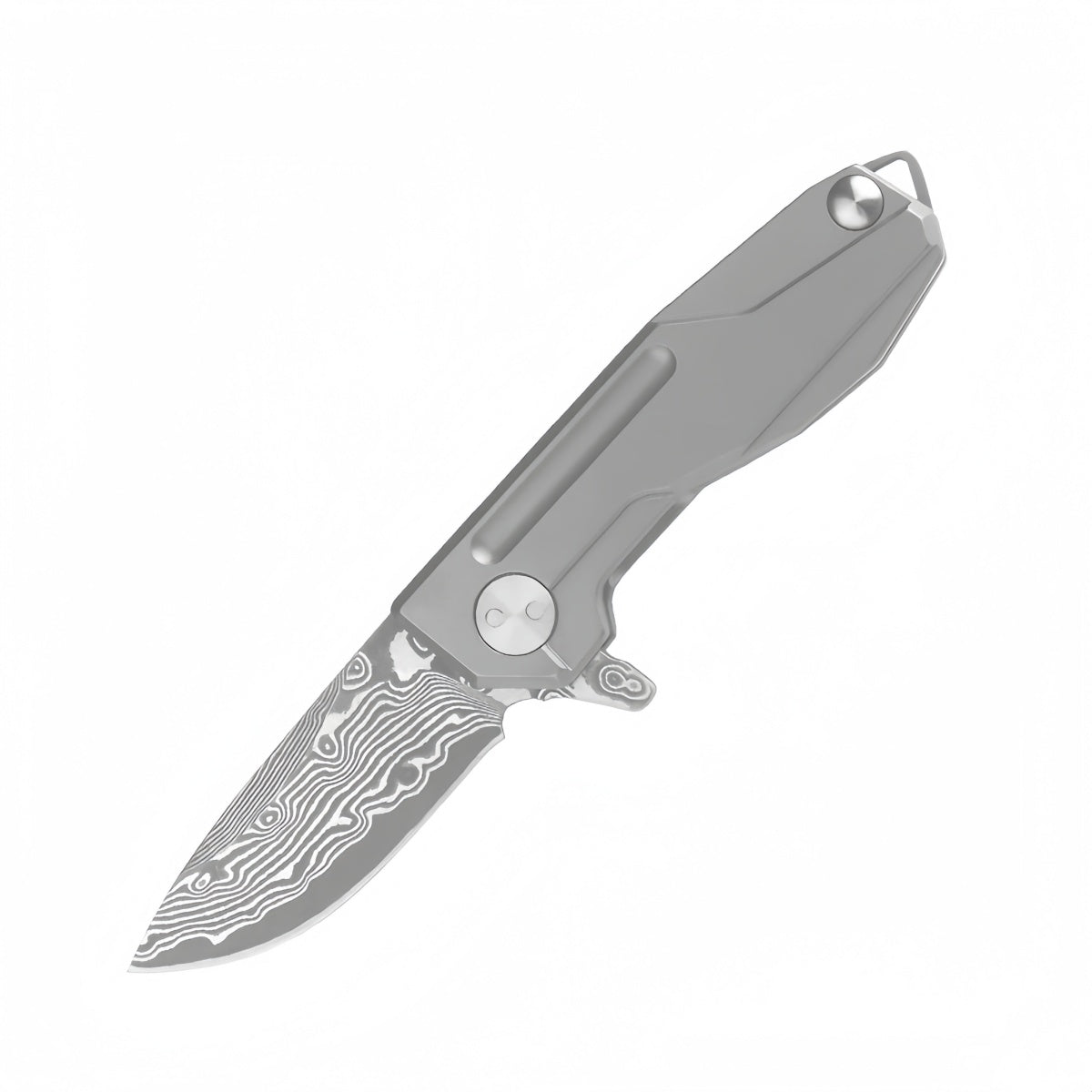 Compact Folding Pocket Knife survival tools- Durable Stainless Steel with Stunning Damascus - Style Blade