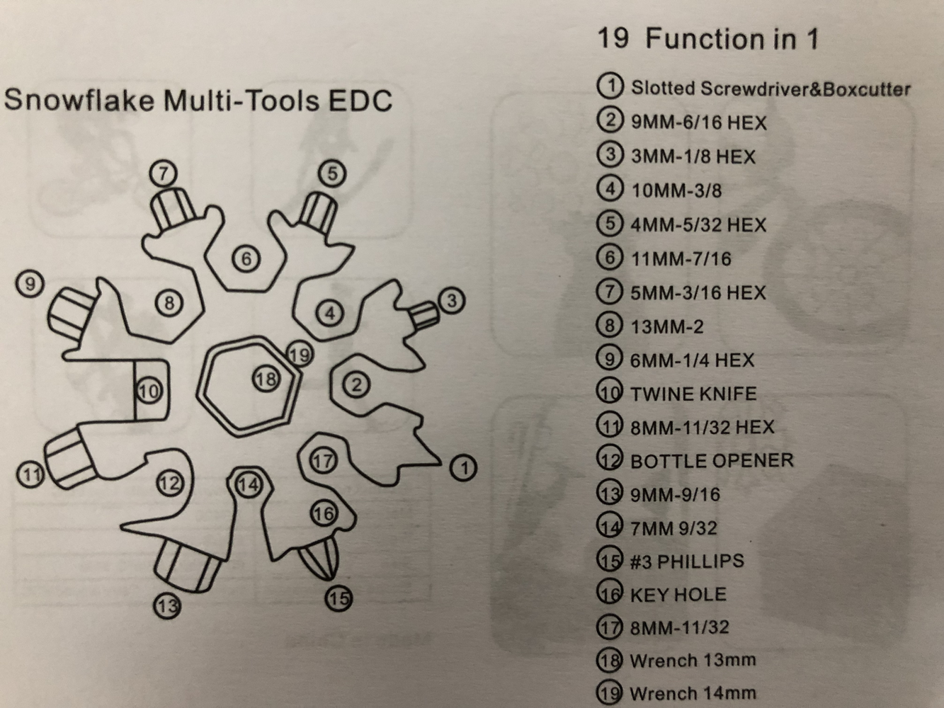 Multifunctional Snowflake - shaped Stainless Steel EDC Tool: 19 - in - 1 Handy Helper