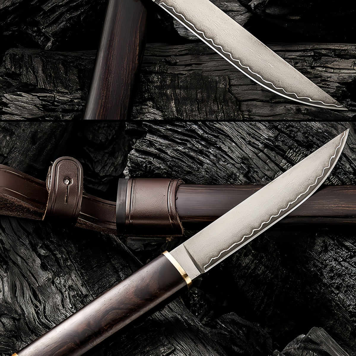 Exquisite Hand - crafted Fixed - Blade Hunting Knife with Rosewood Handle survival tools