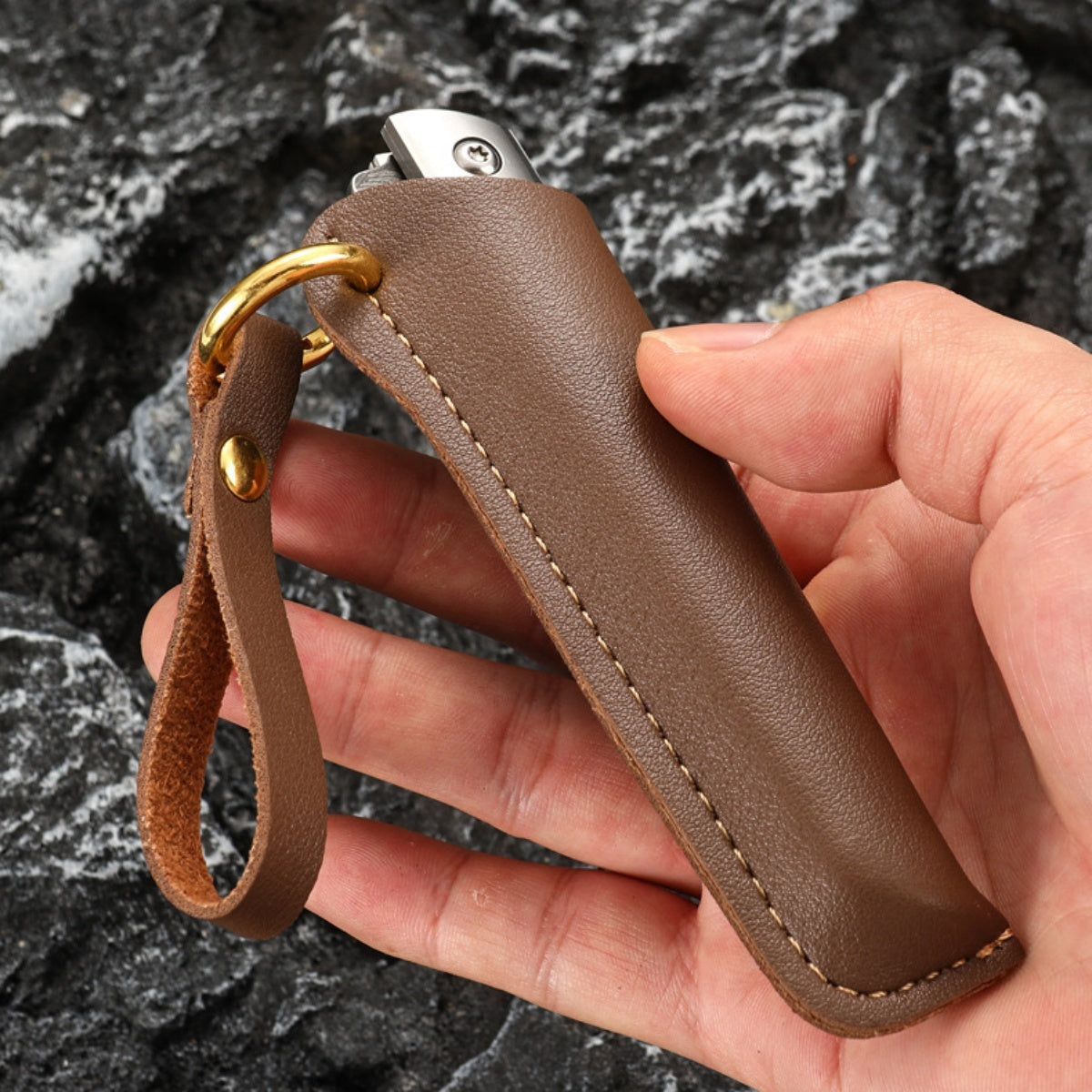 High - Quality Survival Folding Pocket Knife with Wooden Handle and Leather Sheath