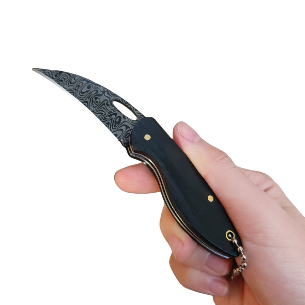 Hand - crafted Folding Pocket Knife with Wooden Handle for Survival