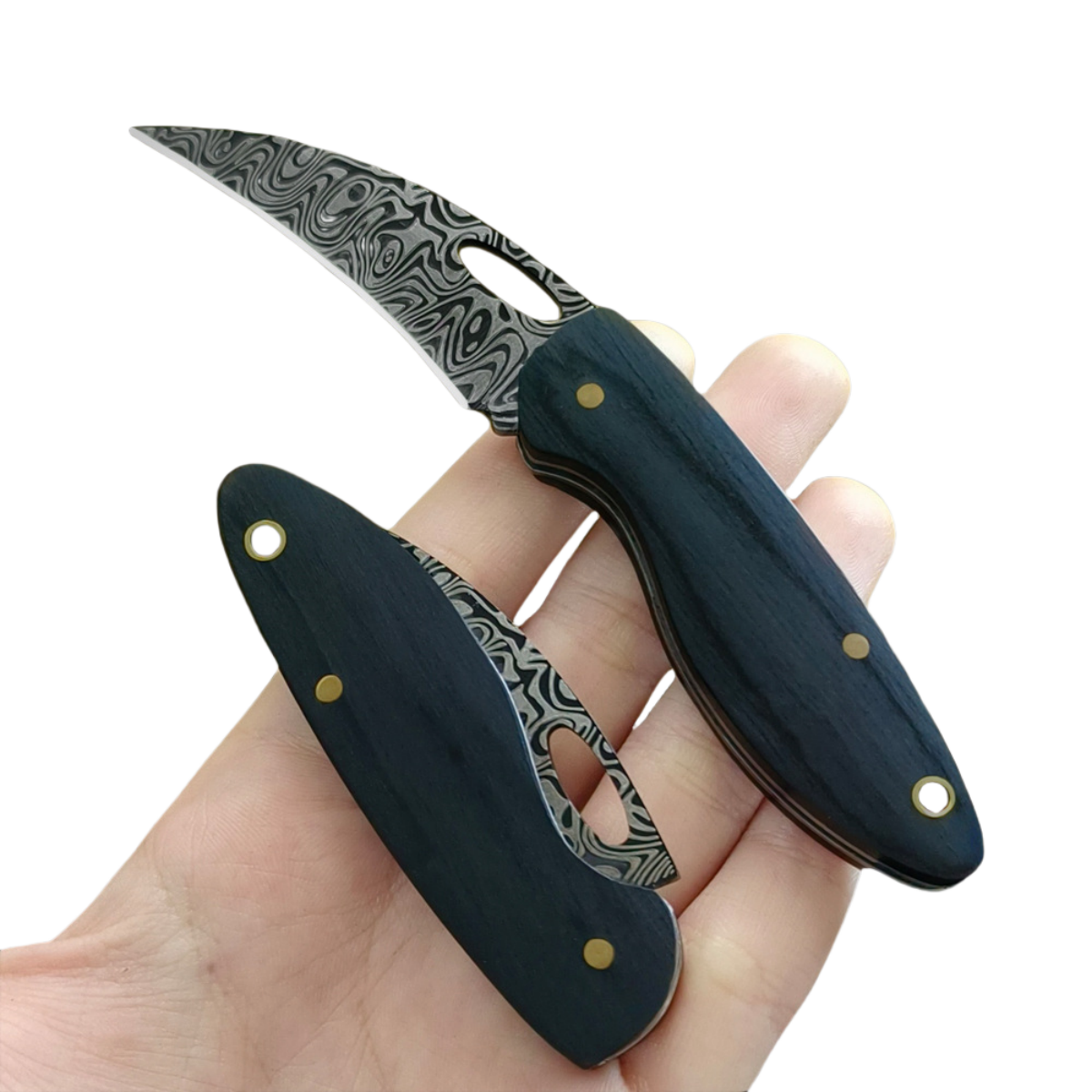 Hand - crafted Folding Pocket Knife with Wooden Handle for Survival