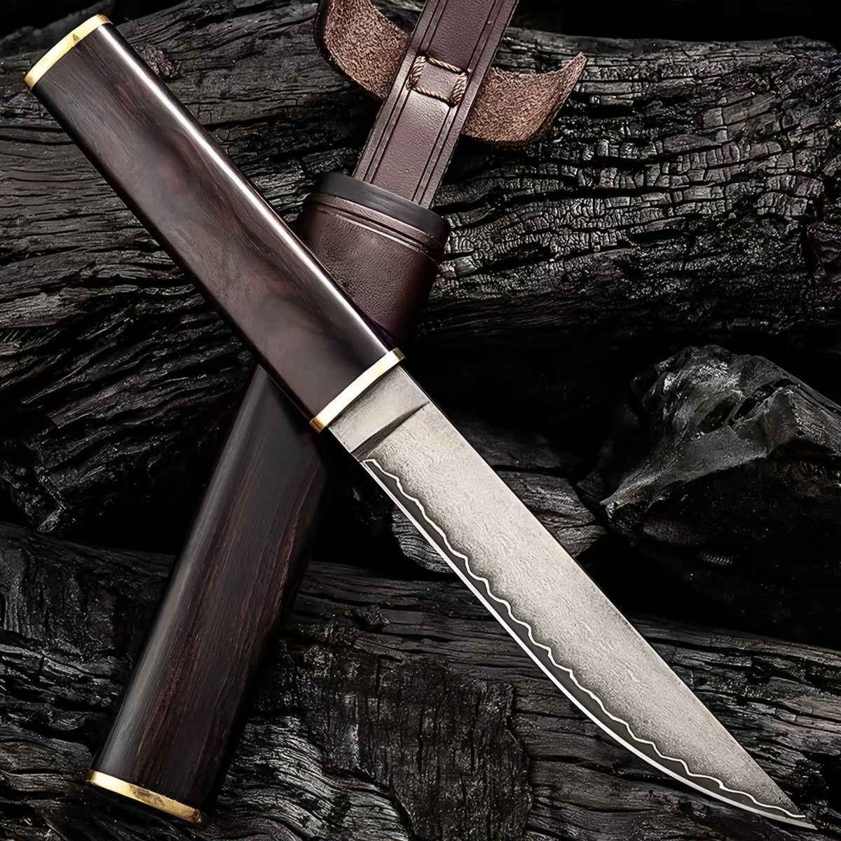 Exquisite Hand - crafted Fixed - Blade Hunting Knife with Rosewood Handle survival tools
