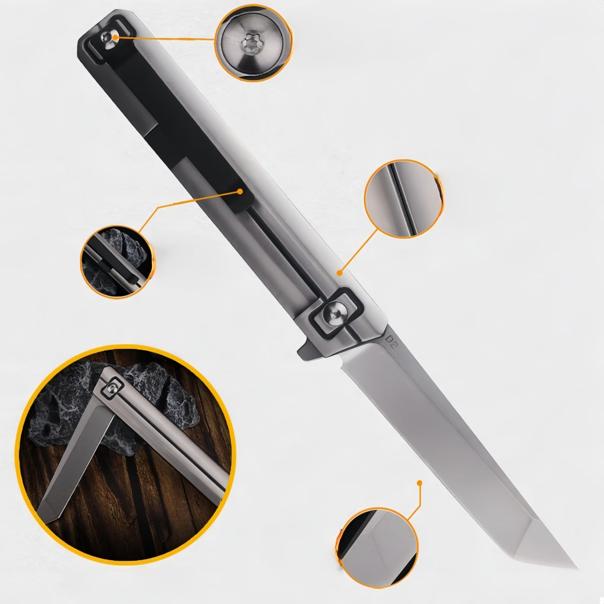 Sleek Folding Pocket Knife survival tools- Premium Stainless Steel with Modern Design