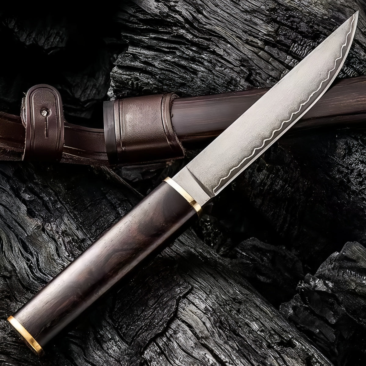 Exquisite Hand - crafted Fixed - Blade Hunting Knife with Rosewood Handle survival tools