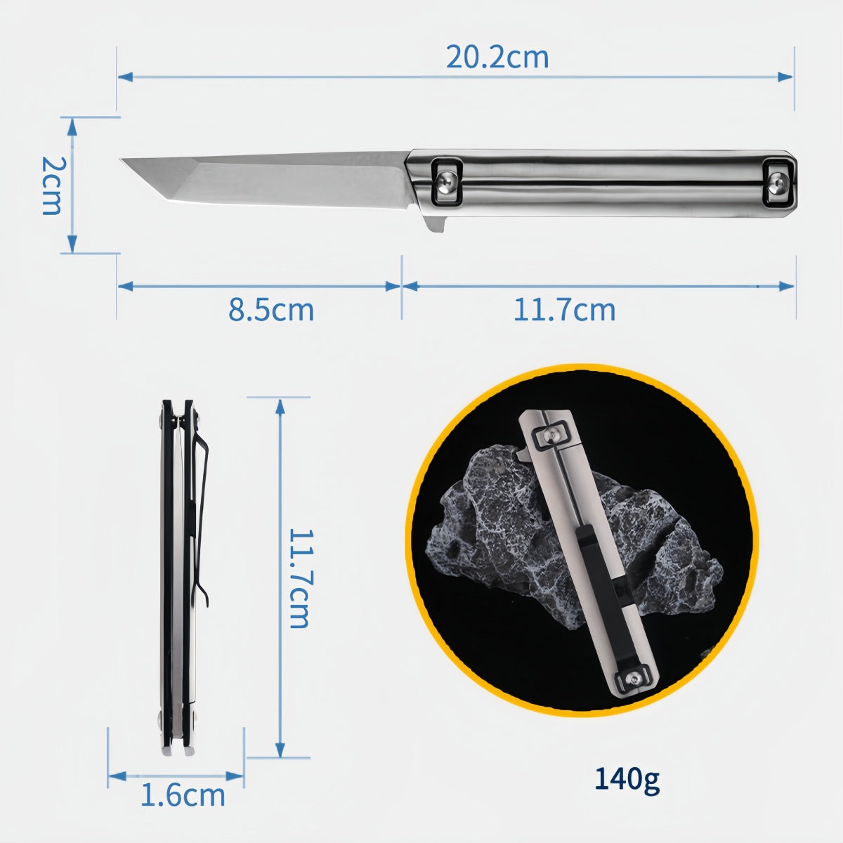 Sleek Folding Pocket Knife survival tools- Premium Stainless Steel with Modern Design